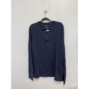 New WALLIN & BROS Navy Indigo Crew SWEATER SIZE XL Thermal Henley